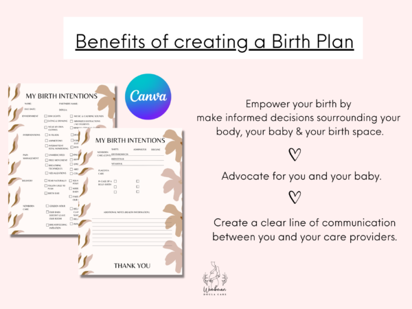 Printable Birth Intention Template * BONUS INCLUDED *(Customize & Print) - Image 2