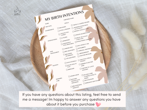 Printable Birth Intention Template * BONUS INCLUDED *(Customize & Print) - Image 8